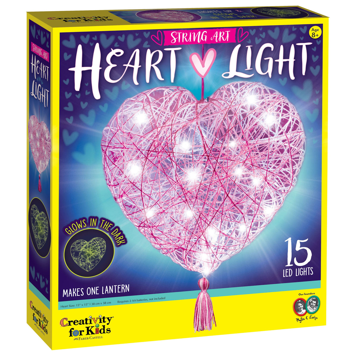 Creativity for Kids String Art Heart Light kit packaging showing illuminated pink lantern
