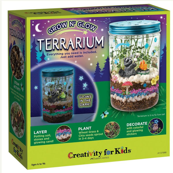 Creativity for Kids Grow N Glow Terrarium garden craft kit in retail packaging