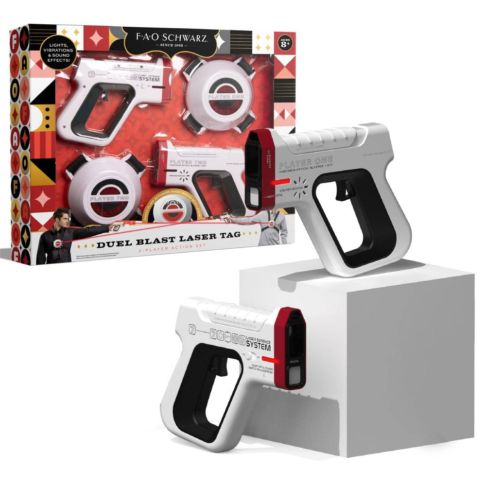 FAO Schwarz Dual Blast Laser Tag Set with toy blasters and original packaging