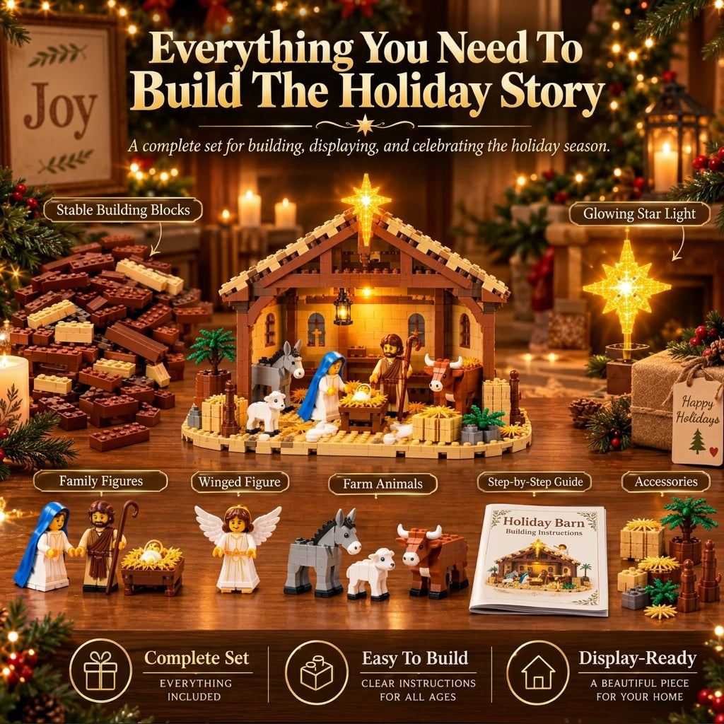 Nativity Scene Building Blocks Set – Starry Night Stable