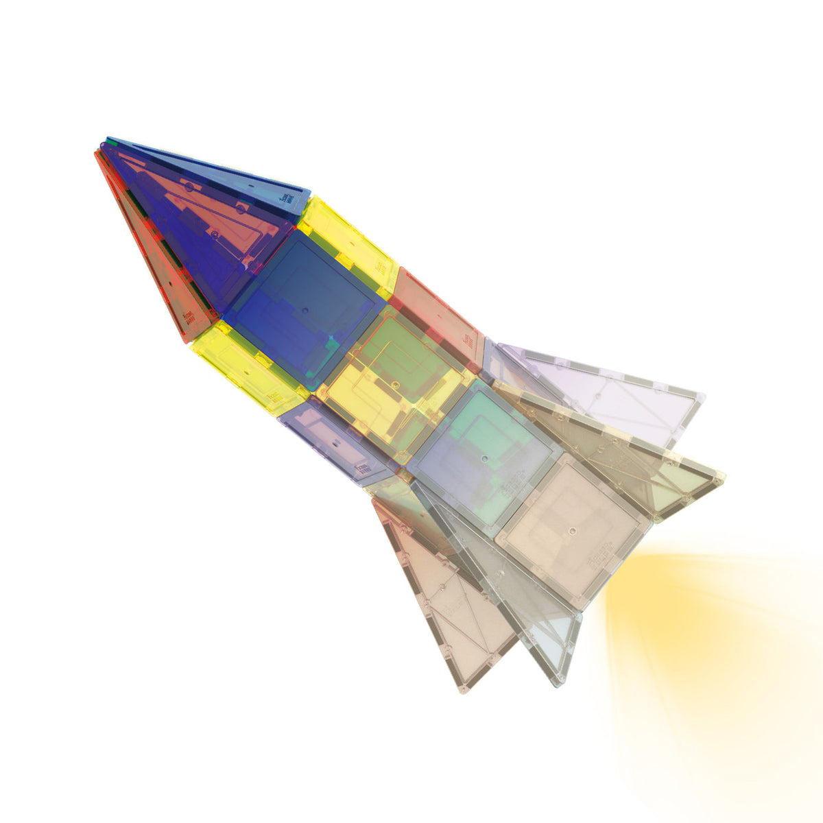 PicassoTiles UV Color-Changing Magnetic Rocket Set - 31 Pieces