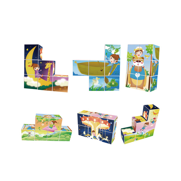 PicassoTiles Magnetic Story Puzzle Cubes - 6 Pieces