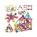 PicassoTiles 100-piece magnetic stick building set with colorful rods, balls, and storage bin