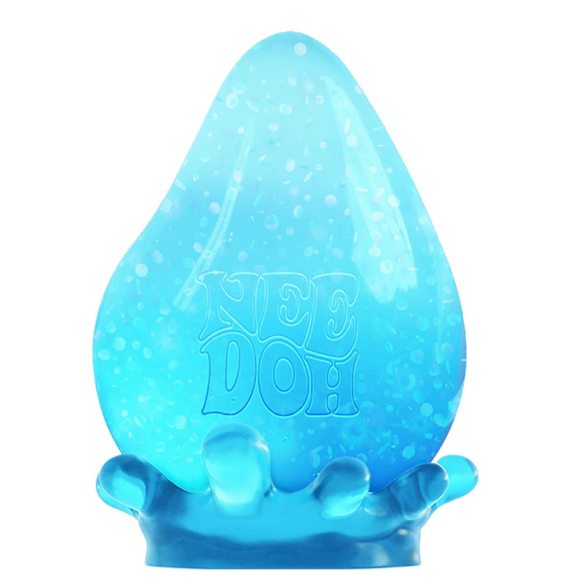 Blue example of Schylling NeeDoh Dream Drop sparkly teardrop-shaped sensory toy