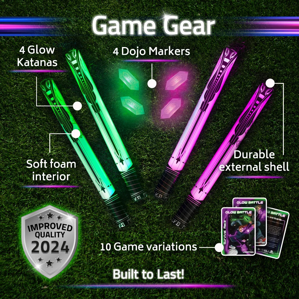 Glow Battle Ninja light-up foam katana swords and game pieces