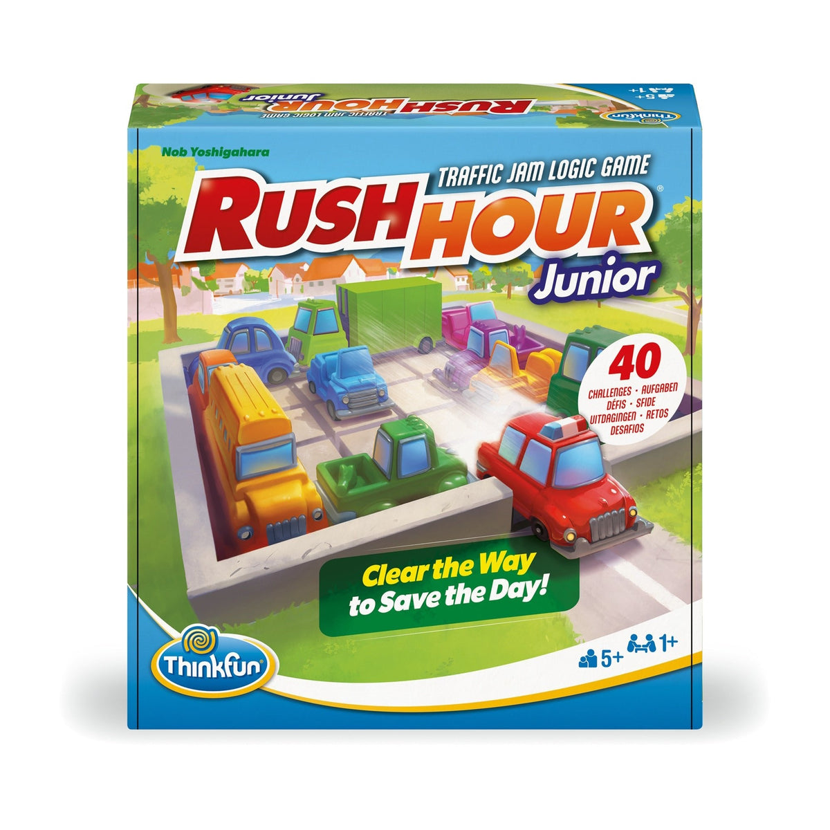 ThinkFun Rush Hour Junior - 40 Challenge Traffic Puzzle game product photograph on a light background