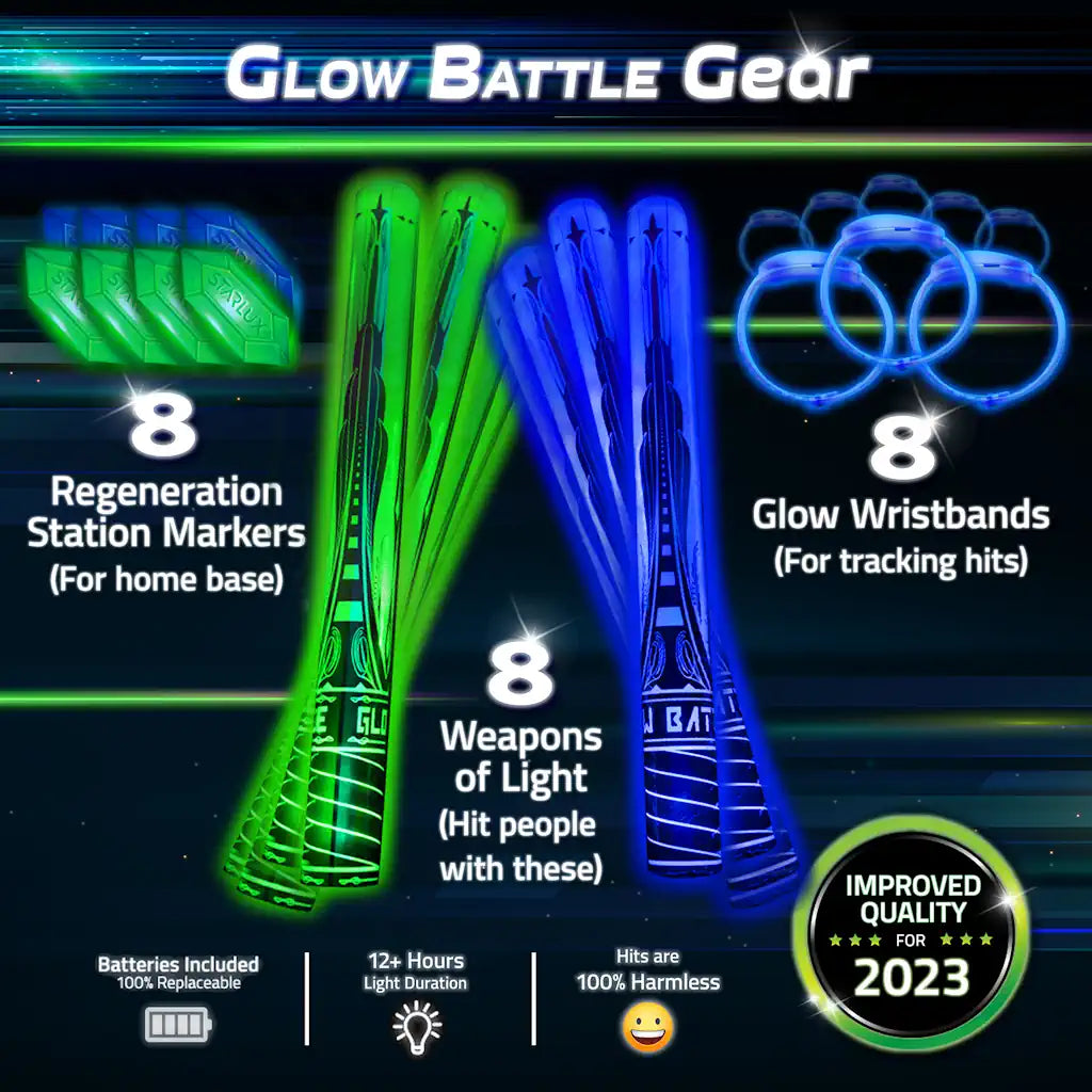 Glow Battle Family glowing foam swords and game components